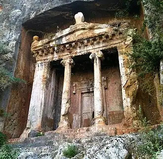 De tombe van Amyntas in het district Fethiye