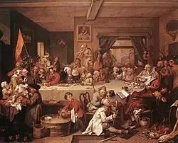 William Hogarth: An Election Entertainment, uit de serie Humours of an Election (ca. 1755)