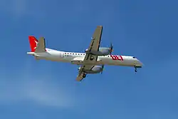 Saab 2000 van OLT tijdens de landing