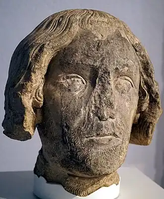 Beeltenis van het hoofd van Anselm van Joinville in het museum van Chaumont.