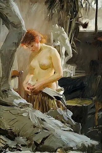 Zorns In Wikströms atelier (1889), met invloeden van Renoir.