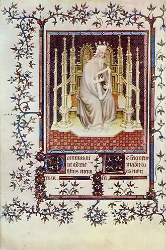 Beauneveu: Koning David, miniatuur in het psalter van Jean de Berry