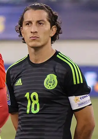 Guardado als aanvoerder van Mexico, juli 2015.