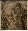 Andrea del Verrocchio, Hoofd van een engel, ca. 1472-76, tekening, Uffizi, Florence
