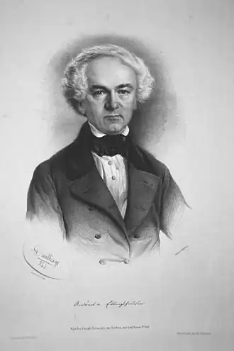 Andreas Freiherr von Ettingshausen, Lithografie van Adolf Deuthage, 1853