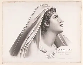 Andromache, naar Paulin Guérin, ca. 1820. Stippelgravure