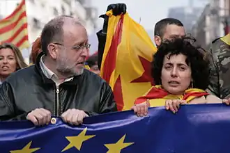 Tijdens een manifestatie in Brussel, 2009