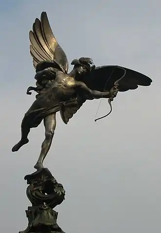 Anteros of de Engel der Christelijke Liefdadigheid op het Shaftesburymonument, Piccadilly Circus, Londen