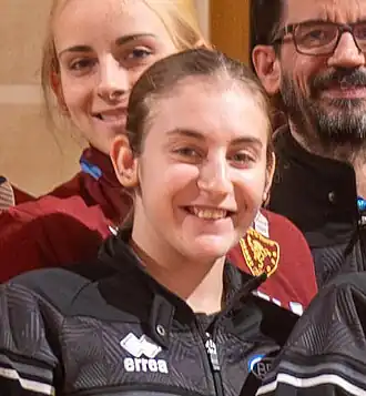 Andreoli bij een prijsuitreiking aan turnsters uit Brescia in november 2023.