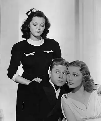 Ann Rutherford, Mickey Rooney en Virginia Grey in The Hardys Ride High (1939)