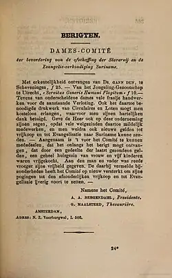 Kennisgeving van het Dames-comité