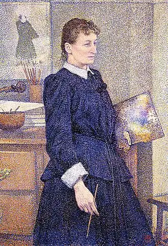 Portret van Anna Boch in haar studio, door Théo van Rysselberghe, 1893