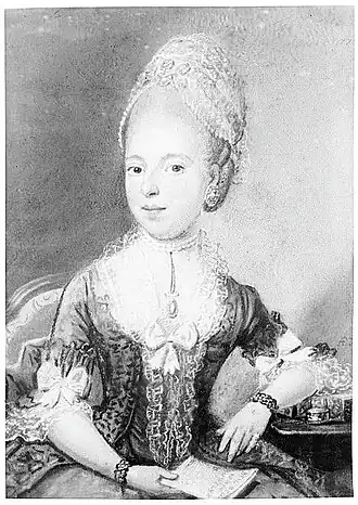 Anna van der Aar de Sterke, geportretteerd door Pieter Frederik de la Croix 1776