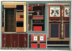 Reconstructies (1883) van wanddecoraties uit Pompeï, Rome en Herculaneum