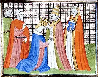 Tegenpaus Nicholas V kroont in 1328 Lodewijk de Beier