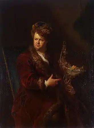 Portret van Johann Melchior Dinglinger rond 1721 door Antoine Pesne
