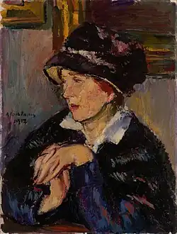 Dame met donkere hoed