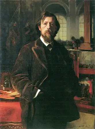 Zelfportret in atelier, 1885, Museum Viadrina, Frankfurt (Oder)