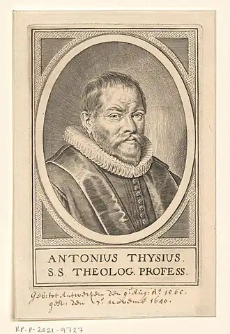 Antonius Thysius, gravure uit ca. 1625