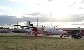 Fokker 50 van Air Antwerp in Deurne