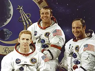 Bemanning Apollo 14 (v.l.n.r.: Roosa, Shepard, en Mitchell)