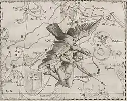 Het sterrenbeeld Arend op een kaart van Johannes Hevelius, 1690