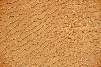 Rub al-Khali, Saudi-Arabië: Sterduinen in de rechterhelft van de afbeelding