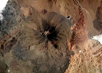 De vulkaan Aracar gezien vanuit de Spaceshuttle