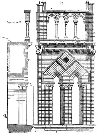 Keperboog van het Jacobijnenconvent in Toulouse, getekend door de 19e-eeuwse architect Eugène Viollet-le-Duc