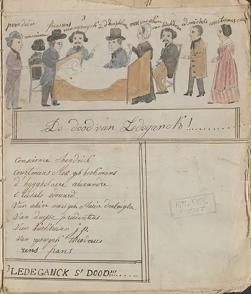 Fragment uit een manuscript met schetsen, novellen en vertalingen van poëzie. Geschreven door Rosalie en Virginie Loveling in de 19e eeuw.[7]