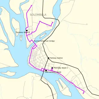 Netwerkkaart van de Tram van Archangelsk