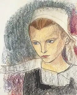 Hoofd van een jonge Bretonse