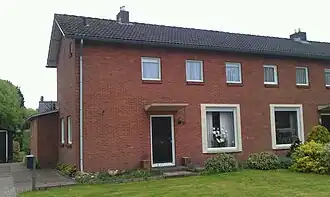 Arbeiderswoningen aan de Julianalaan (1949) in Schoonebeek in 2012