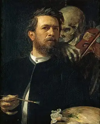 Zelfportret met vioolspelende dood, 1872