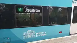 Logo van de Provincie Groningen inclusief een drukteindicator, waarbij groen staat voor voldoende ruimte.