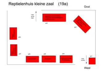 De kleine zaal van het reptielenhuis in Artis