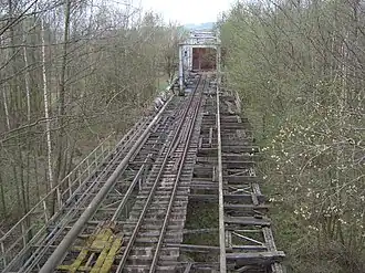 spoorbrug bij Hirschfelde, waarover in het verleden bruinkool naar Duitsland werd vervoerd.