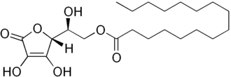 Structuurformule van ascorbylpalmitaat