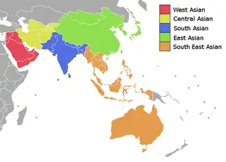 lidstaten van de WAFF zijn weergegeven in rood