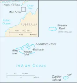 Kaart van Ashmore- en Cartiereilanden