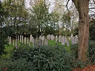 Asjkenazische begraafplaats te Middelburg, gezien vanaf de Walensingel.