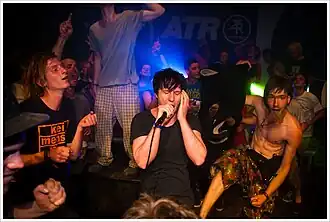 Atari Teenage Riot tijdens een optreden in 2010