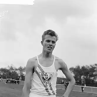 Frits Boss in 1961 bij wedstrijden in Velsen-Noord.