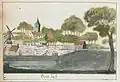 Ingekleurde prent van Eversdijk (ca. 1710-1735)
