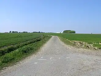 Begin van de kasseistrook van Auchy-lez-Orchies naar Bersée