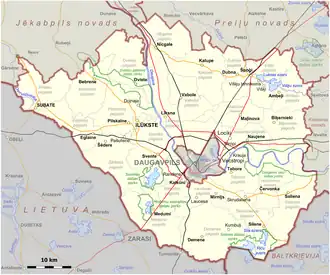 Kaart van Augšdaugavas novads