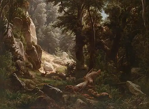 Herten in het bos, 1852