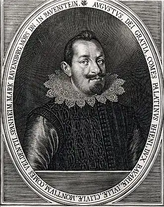 Portret van August, kopergravure door Lucas Killian, 1621.