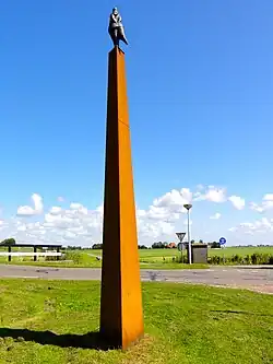 Beeld Aukje van de Elfstedentocht door Evert van Hemert bij de Suderseewei en Oude Oostervaart