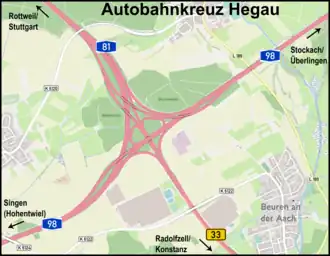 Situering Autobahnkreuz Hegau